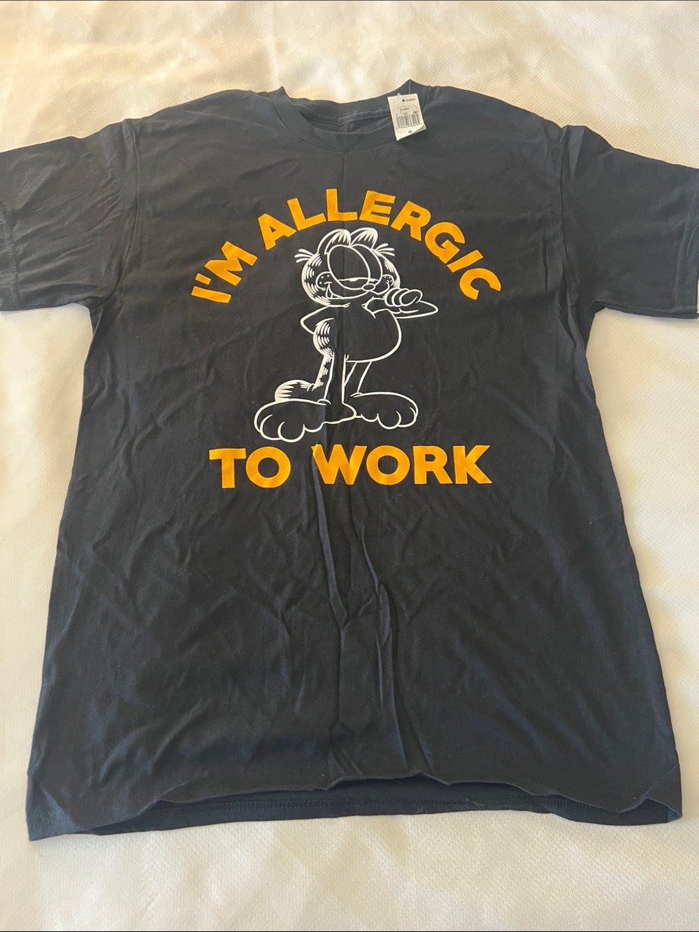 Garfield "I'm Allergic to Work" Graphic Tee - Black & Orange